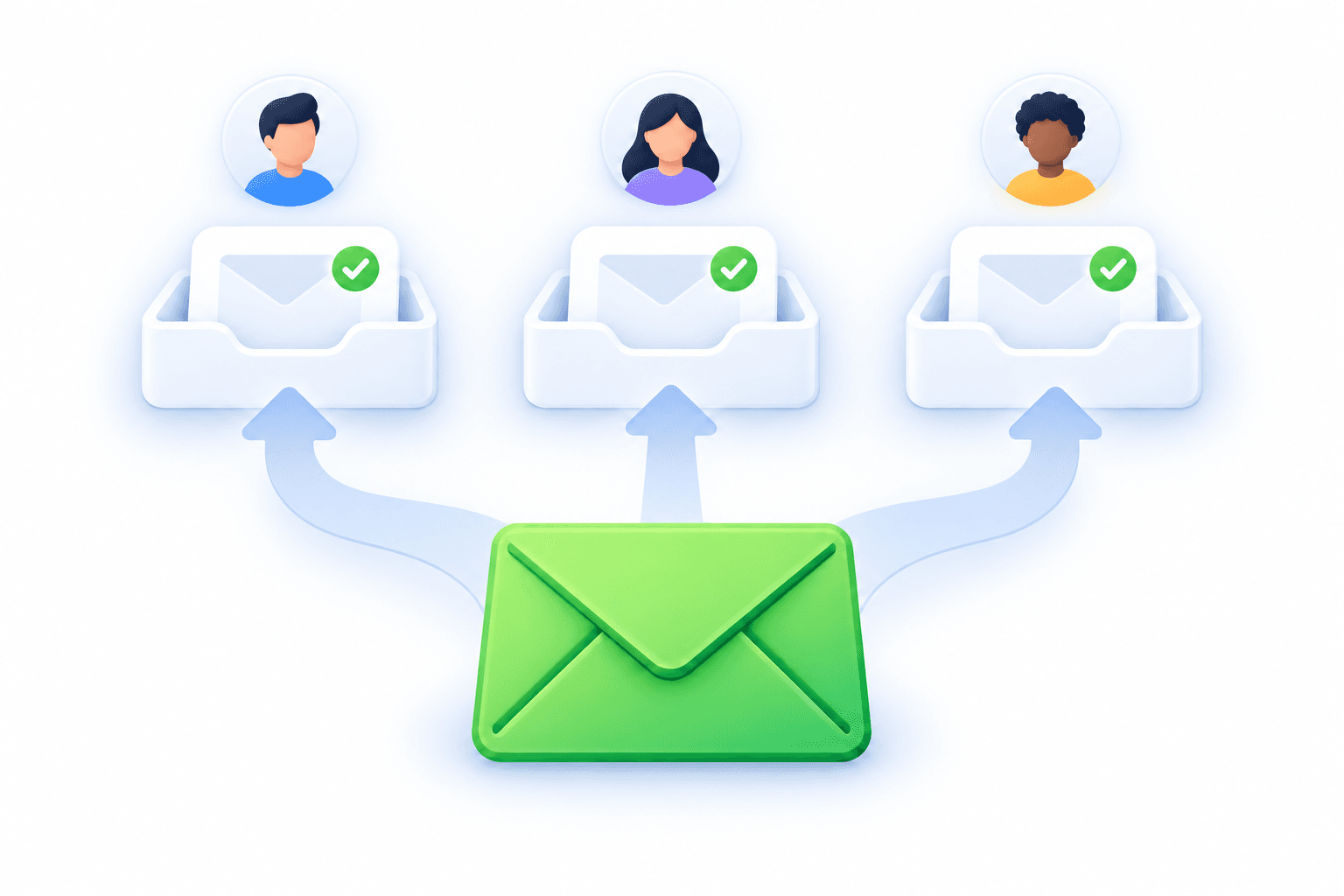 An email sender reaching customer inboxes during a gradual warmup