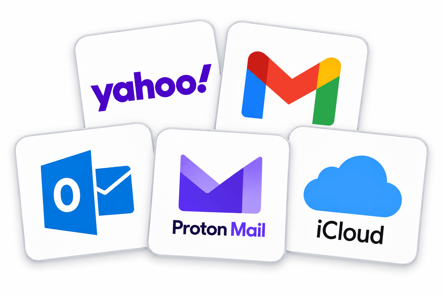 Personal inbox providers including Gmail, Outlook, Yahoo, Proton Mail and iCloud